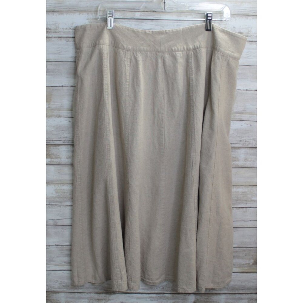 Cato Woman Beige Linen‎ Blend Pleated Midi Skirt - Size 18W
